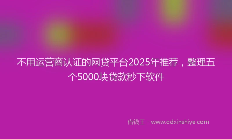 不用运营商认证的网贷平台2025年推荐，整理五个5000块贷款秒下软件