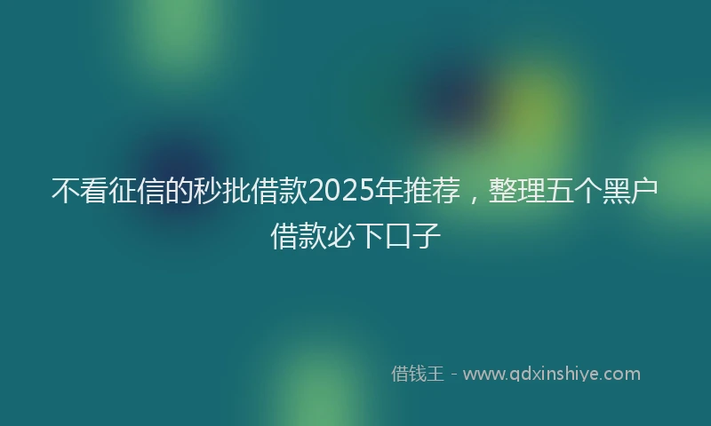 不看征信的秒批借款2025年推荐，整理五个黑户借款必下口子