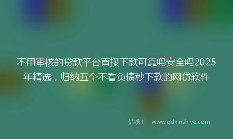 不用审核的贷款平台直接下款可靠吗安全吗2025年精选，归纳五个不看负债秒下款的网贷软件