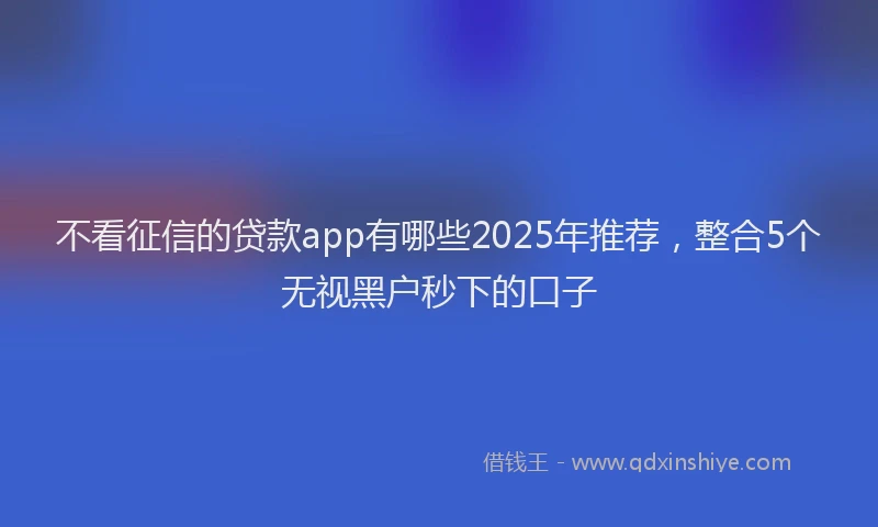不看征信的贷款app有哪些2025年推荐，整合5个无视黑户秒下的口子