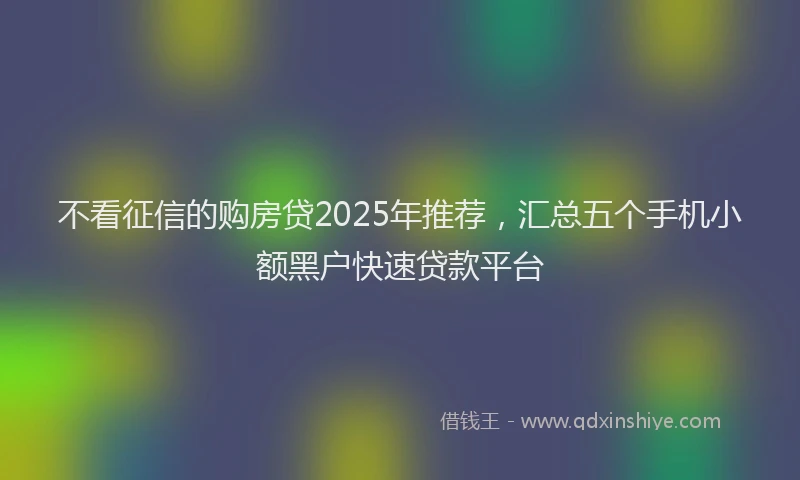 不看征信的购房贷2025年推荐，汇总五个手机小额黑户快速贷款平台