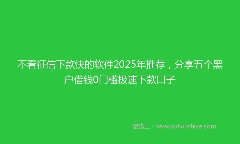 不看征信下款快的软件2025年推荐，分享五个黑户借钱0门槛极速下款口子