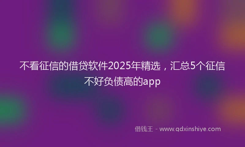 不看征信的借贷软件2025年精选，汇总5个征信不好负债高的app