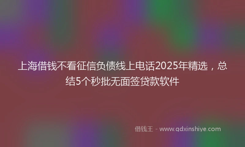 上海借钱不看征信负债线上电话2025年精选，总结5个秒批无面签贷款软件