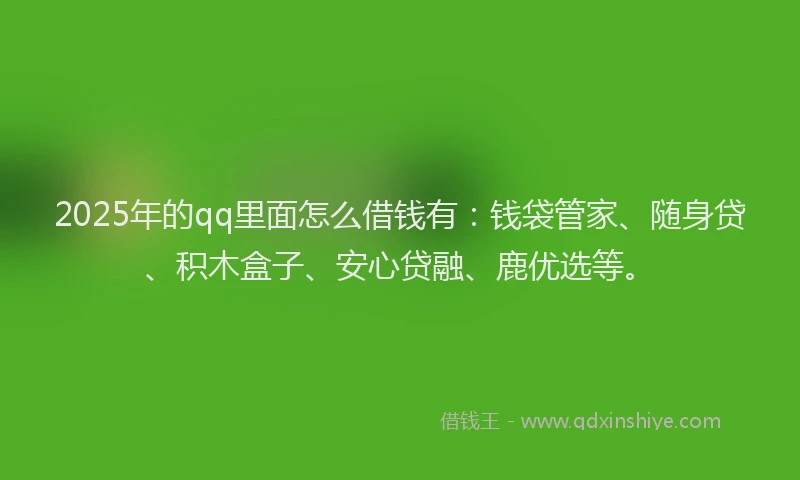 2025年的qq里面怎么借钱有：钱袋管家、随身贷、积木盒子、安心贷融、鹿优选等。