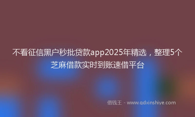 不看征信黑户秒批贷款app2025年精选，整理5个芝麻借款实时到账速借平台