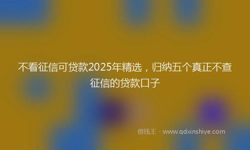 不看征信可贷款2025年精选，归纳五个真正不查征信的贷款口子