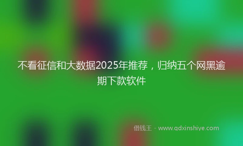 不看征信和大数据2025年推荐，归纳五个网黑逾期下款软件