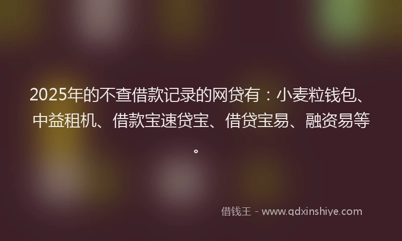 2025年的不查借款记录的网贷有：小麦粒钱包、中益租机、借款宝速贷宝、借贷宝易、融资易等。