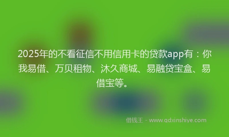 2025年的不看征信不用信用卡的贷款app有：你我易借、万贝租物、沐久商城、易融贷宝盒、易借宝等。