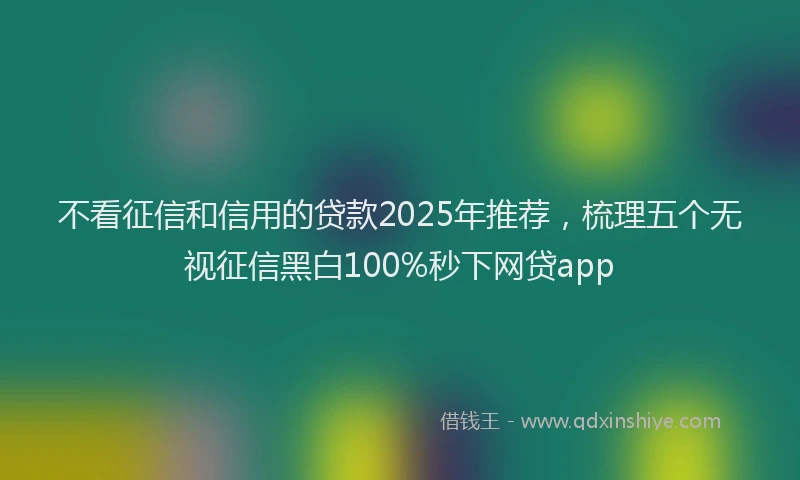 不看征信和信用的贷款2025年推荐，梳理五个无视征信黑白100%秒下网贷app