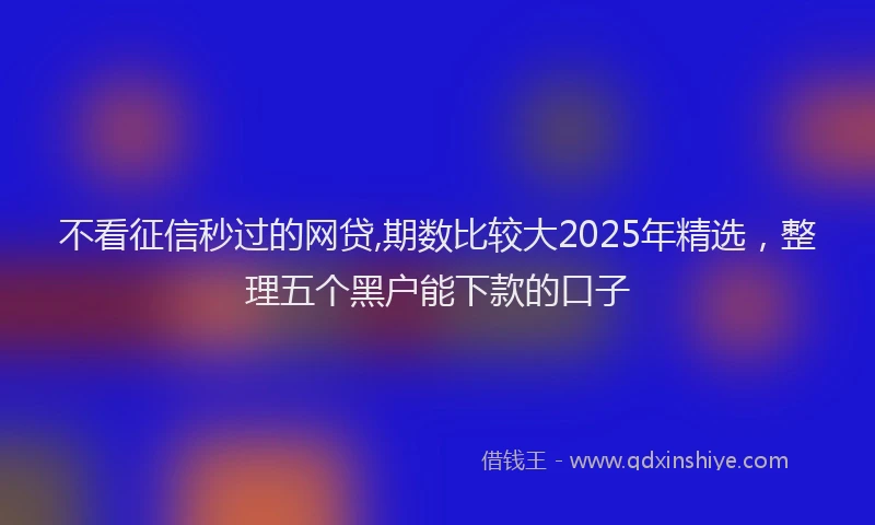 不看征信秒过的网贷,期数比较大2025年精选，整理五个黑户能下款的口子