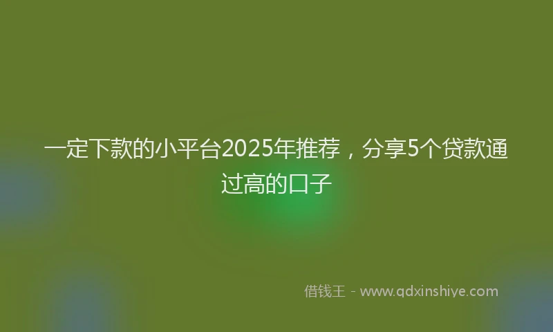 一定下款的小平台2025年推荐，分享5个贷款通过高的口子