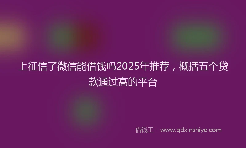 上征信了微信能借钱吗2025年推荐，概括五个贷款通过高的平台