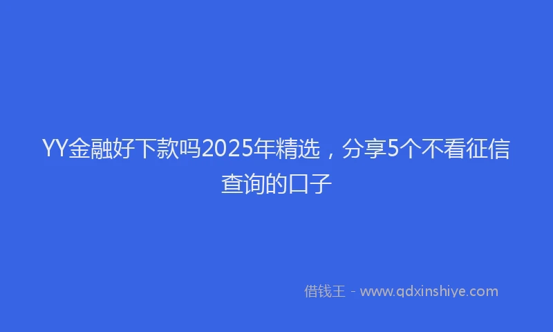 YY金融好下款吗2025年精选，分享5个不看征信查询的口子