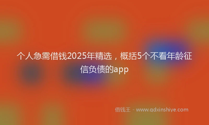 个人急需借钱2025年精选，概括5个不看年龄征信负债的app