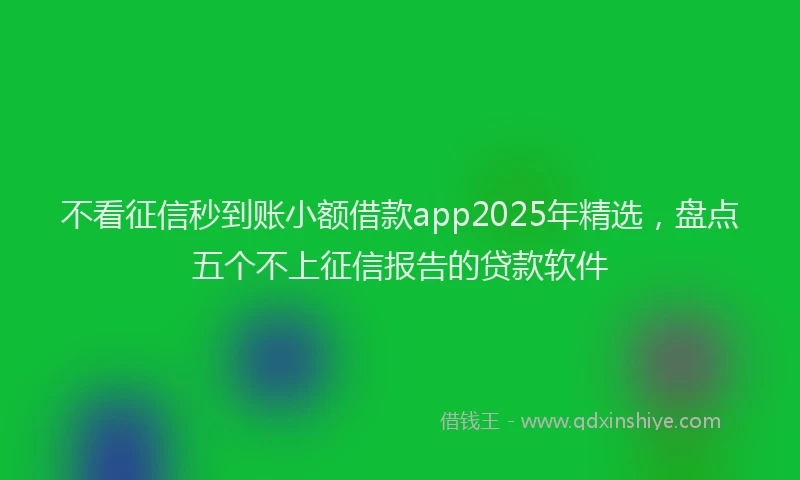 不看征信秒到账小额借款app2025年精选，盘点五个不上征信报告的贷款软件