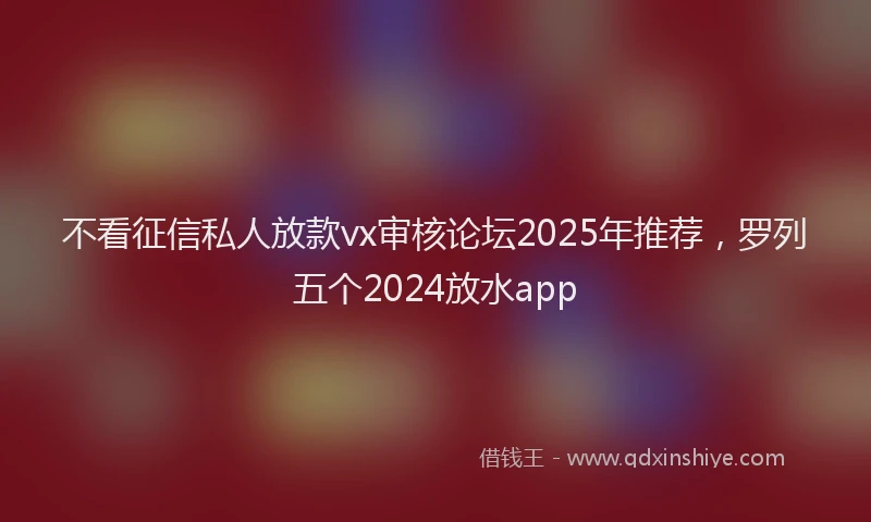 不看征信私人放款vx审核论坛2025年推荐，罗列五个2024放水app