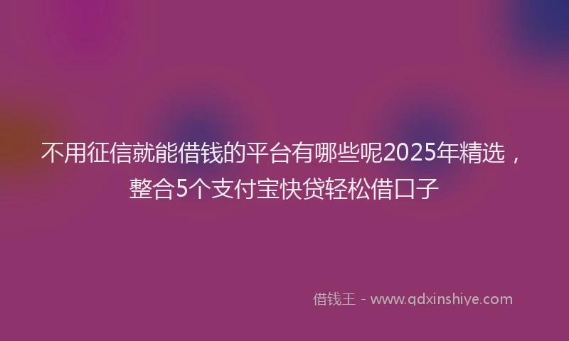 不用征信就能借钱的平台有哪些呢2025年精选，整合5个支付宝快贷轻松借口子