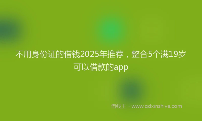 不用身份证的借钱2025年推荐，整合5个满19岁可以借款的app