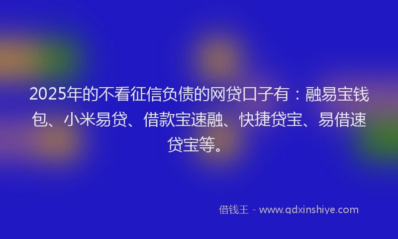 2025年的不看征信负债的网贷口子有：融易宝钱包、小米易贷、借款宝速融、快捷贷宝、易借速贷宝等。
