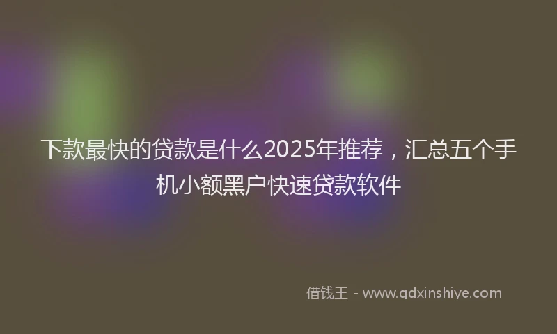 下款最快的贷款是什么2025年推荐，汇总五个手机小额黑户快速贷款软件