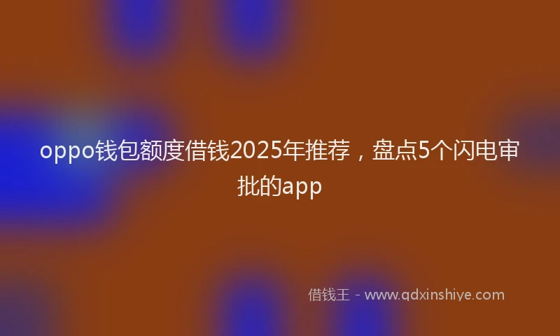 oppo钱包额度借钱2025年推荐，盘点5个闪电审批的app