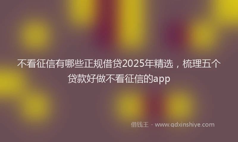 不看征信有哪些正规借贷2025年精选，梳理五个贷款好做不看征信的app