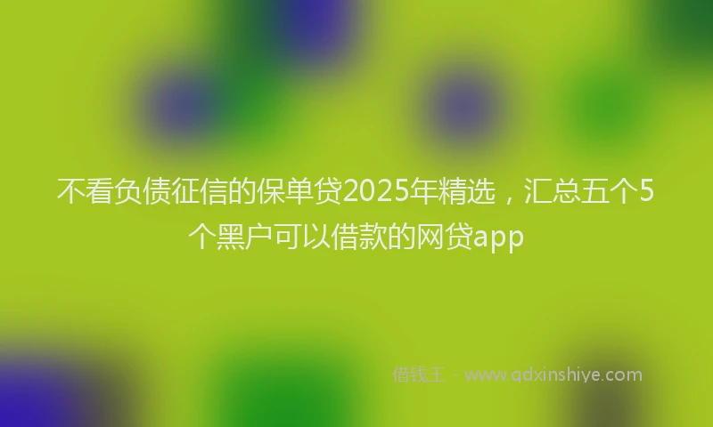 不看负债征信的保单贷2025年精选，汇总五个5个黑户可以借款的网贷app