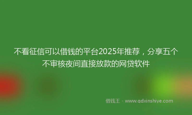 不看征信可以借钱的平台2025年推荐，分享五个不审核夜间直接放款的网贷软件