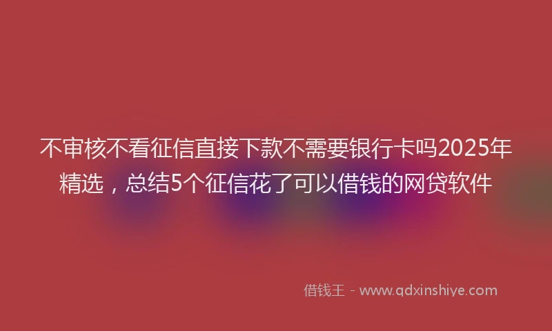 不审核不看征信直接下款不需要银行卡吗2025年精选，总结5个征信花了可以借钱的网贷软件
