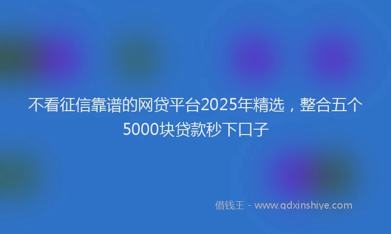不看征信靠谱的网贷平台2025年精选，整合五个5000块贷款秒下口子