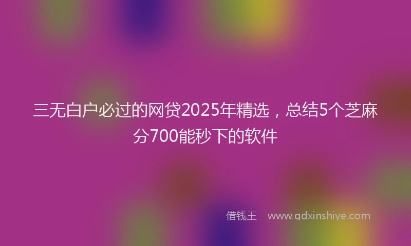 三无白户必过的网贷2025年精选，总结5个芝麻分700能秒下的软件