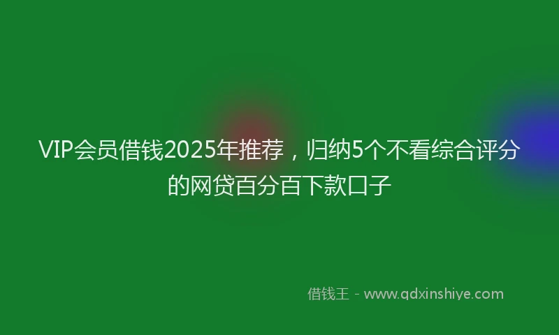 VIP会员借钱2025年推荐，归纳5个不看综合评分的网贷百分百下款口子