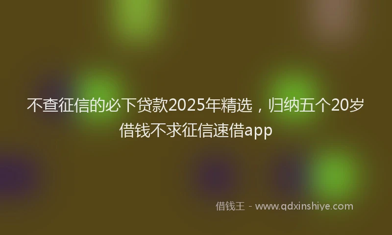 不查征信的必下贷款2025年精选，归纳五个20岁借钱不求征信速借app