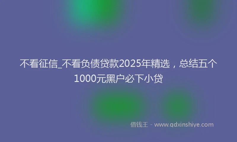 不看征信_不看负债贷款2025年精选，总结五个1000元黑户必下小贷