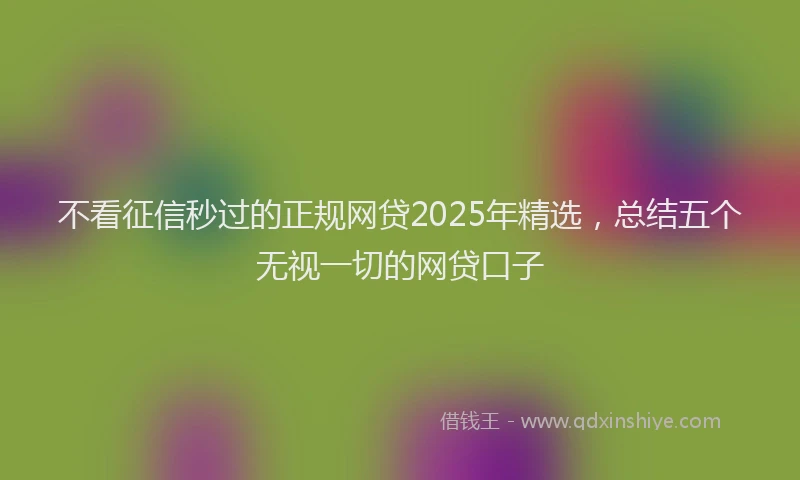 不看征信秒过的正规网贷2025年精选，总结五个无视一切的网贷口子