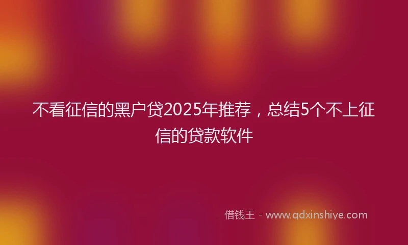 不看征信的黑户贷2025年推荐，总结5个不上征信的贷款软件