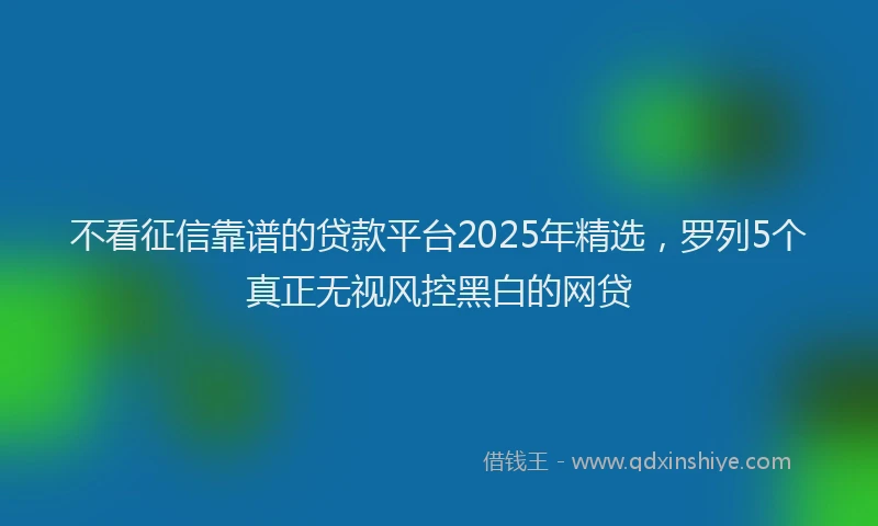 不看征信靠谱的贷款平台2025年精选，罗列5个真正无视风控黑白的网贷