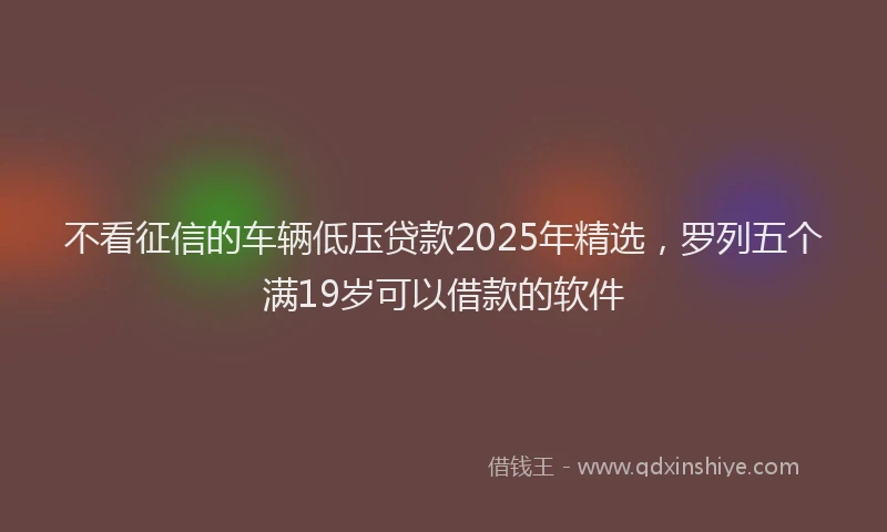 不看征信的车辆低压贷款2025年精选，罗列五个满19岁可以借款的软件
