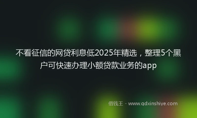 不看征信的网贷利息低2025年精选，整理5个黑户可快速办理小额贷款业务的app