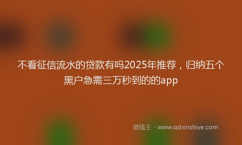 不看征信流水的贷款有吗2025年推荐，归纳五个黑户急需三万秒到的的app