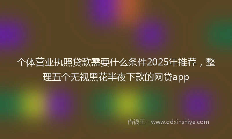 个体营业执照贷款需要什么条件2025年推荐,整理五个无视黑花半夜下款的网贷app