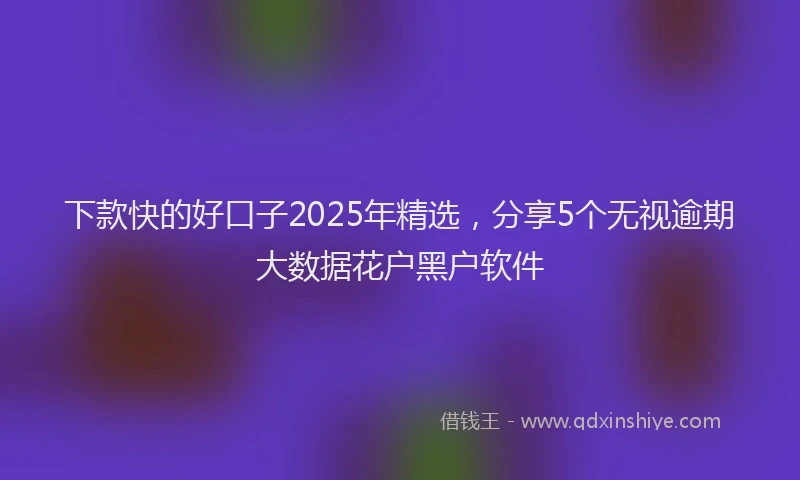 下款快的好口子2025年精选，分享5个无视逾期大数据花户黑户软件