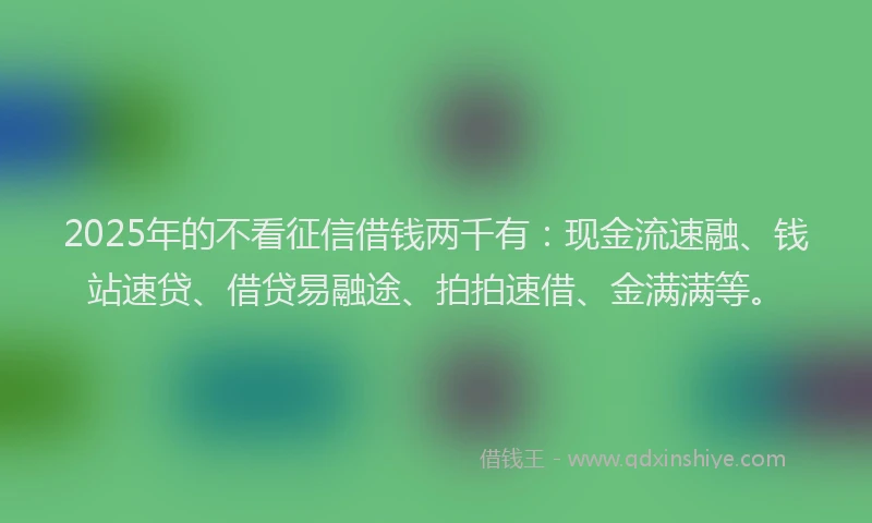 2025年的不看征信借钱两千有：现金流速融、钱站速贷、借贷易融途、拍拍速借、金满满等。