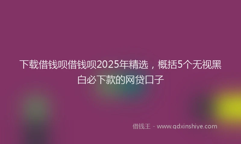 下载借钱呗借钱呗2025年精选，概括5个无视黑白必下款的网贷口子