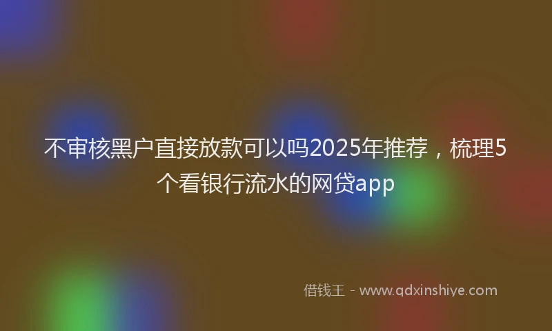 不审核黑户直接放款可以吗2025年推荐，梳理5个看银行流水的网贷app