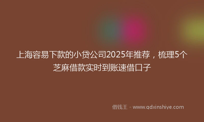 上海容易下款的小贷公司2025年推荐，梳理5个芝麻借款实时到账速借口子