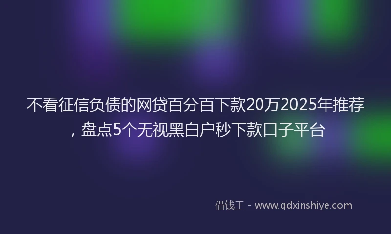 不看征信负债的网贷百分百下款20万2025年推荐，盘点5个无视黑白户秒下款口子平台