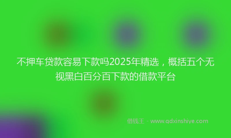 不押车贷款容易下款吗2025年精选，概括五个无视黑白百分百下款的借款平台